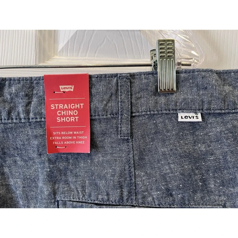 NWT Levis Shorts Mens 42 Blue Straight Fit Chino‎ Flat Front 10